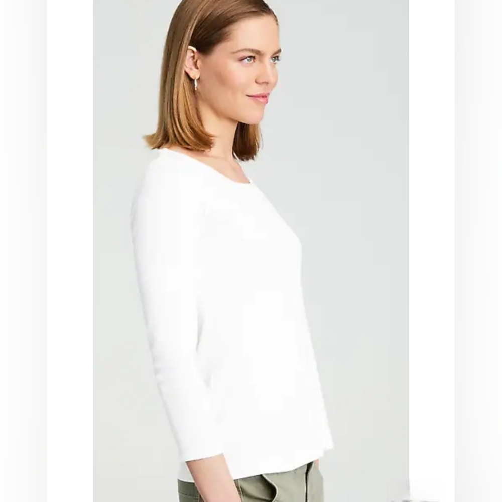 ( J. Jill ) 100% Pima Cotton 3/4-Sleeve, Scoop Neck, Side-Inset Tee